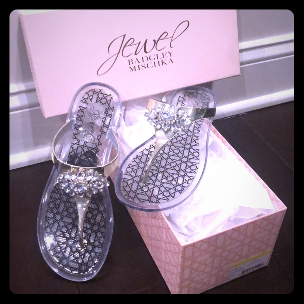 Badgley Mischka flat jelly embellished sandals